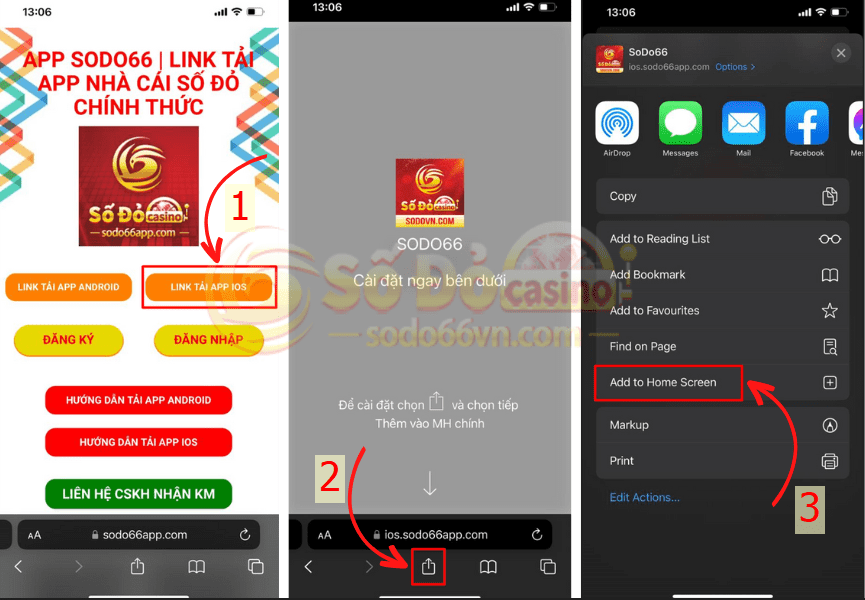 HƯỚNG DẪN TẢI APP SODO66 TRÊN ANDROID VÀ IOS 2 Các bước tải app SODO66 trên trình duyệt iOS