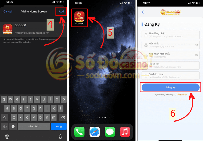 HƯỚNG DẪN TẢI APP SODO66 TRÊN ANDROID VÀ IOS 3 Các bước tải app SODO66 trên trình duyệt iOS