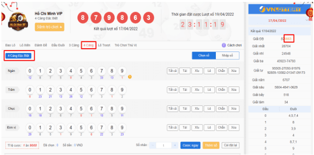 Hướng dẫn cược Xổ Số VIP tại SODO66 17 Bảng mẫu 4 càng - xổ số Hồ Chí Minh VIP