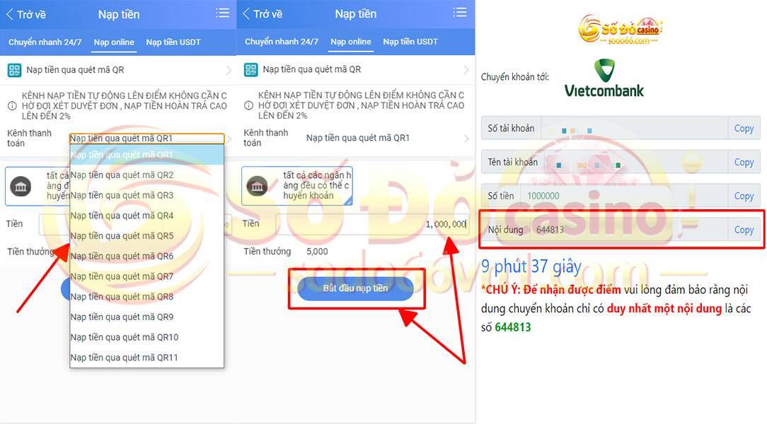 Hướng dẫn nạp rút tiền và chuyển quỹ tại SODO66 5 Hướng dẫn nạp tiền bằng QR code
