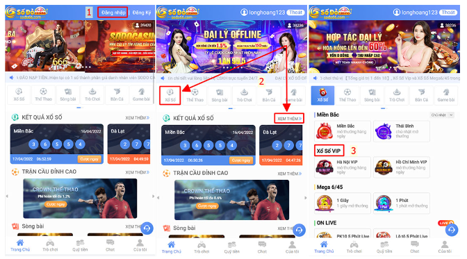 Hướng dẫn cược Xổ Số VIP tại SODO66 2 Hướng dẫn vào sảnh xổ số VIP tại SODO66